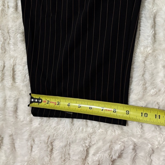 NWT HALARA Black Dress Pants Mid Rise Barrel Leg Stripe Pants - Picture 5 of 16